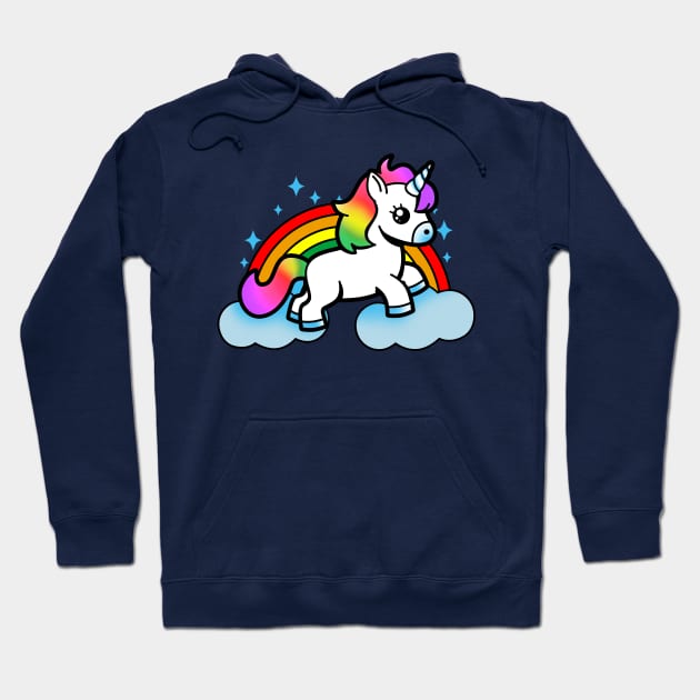 Cute Kawaii Unicorn Rainbow Cartoon Gift for Kids And Unicorn Lovers Hoodie by BoggsNicolas